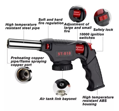 Soplete Multipropósito A Gas Butano St-818 Pistola Soplete