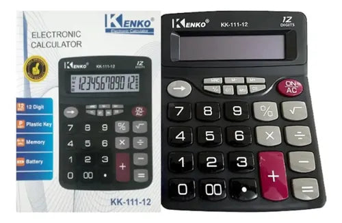 Calculadora Grande Mesa Kenko 12 Digitos Comercial Trabajo Color Negro