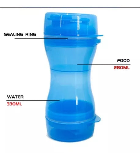 Botella De Agua Y Comida 2 En 1 Para Mascotas Portátil