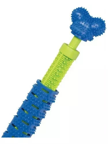 Juguete Hueso Para Perros Cepillo Limpieza Dental Chewbrush Color Azul