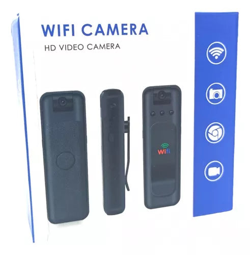 Videocámara Wifi Visión Nocturna Recargable Cámara Video Hd Color Negro