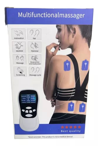 Masajeador Tens Electroestimulador 4 Parches Alivia El Dolor