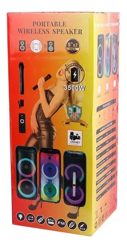 Altavoz Doble Bluetooth Recargable Fiesta Karaoke 8 Pulgadas