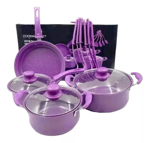 Set De Ollas Cocina Batería Antiadherente 14 Piezas