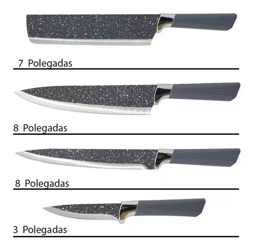 Juego de cuchillos de 6 piezas, tijeras de cocina