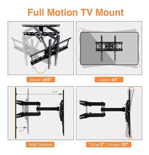 Soporte Para Tv Con Doble Brazo 20 A 60' Led Lcd Plasma