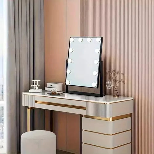 Espejo Maquillaje Tocador Profesional Led 12 Luces Usb 360°