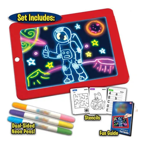 Pizarra Mágica Led Para Niños Ingenio Plumones Plantillas