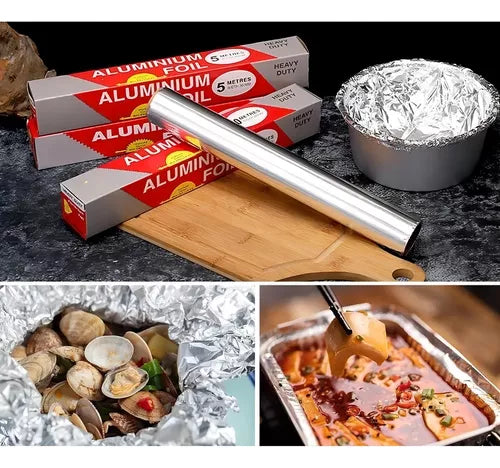 Papel Aluminio Foil Para Cocina Horno Caja Rollo De 10 Mts