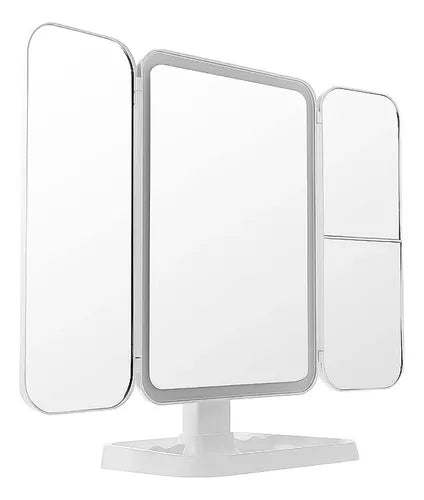 Espejo Iluminado Para Maquillaje Espejo De Tocador Plegable Marco Blanco