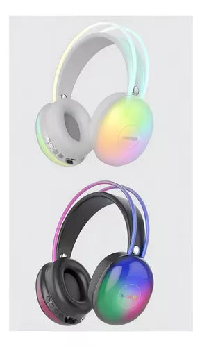 Auriculares Inalámbricos Bluetooth 5.3 Micrófono Wk30 Rgb Color Gris