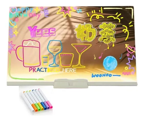 Pizarra Tablero Acrílico Luz Led Con Plumones