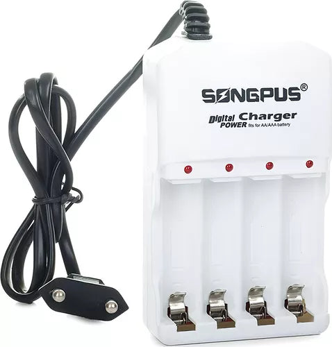 Cargador De Pilas Songpus + 4 Pilas Aa Soporta Aa/aaa