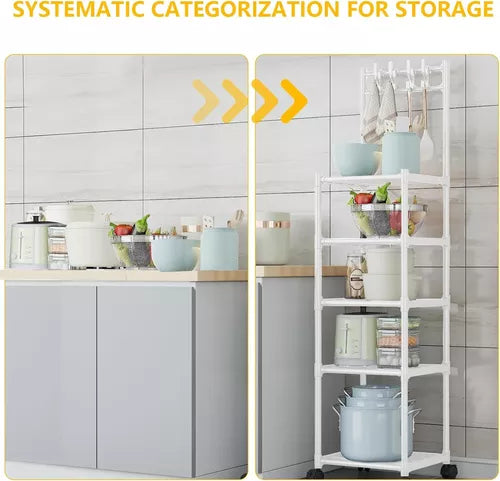 Estante Rack 5 Niveles Multifuncional P/ Cocina Baño