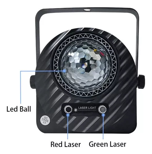 Bola Mágica Cristal Puntos Láser Led 2 En 1 + Control Remoto