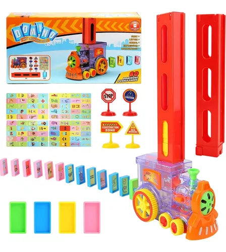 Tren Juguete Dominó Automático Juego Para Niños Y Niñas Personaje Tren Domino 80 Piezas
