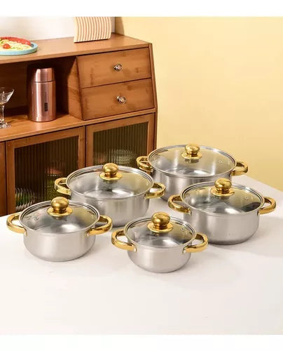 Juego De Ollas 10 Pcs Set Batería De Cocina Acero Inoxidable