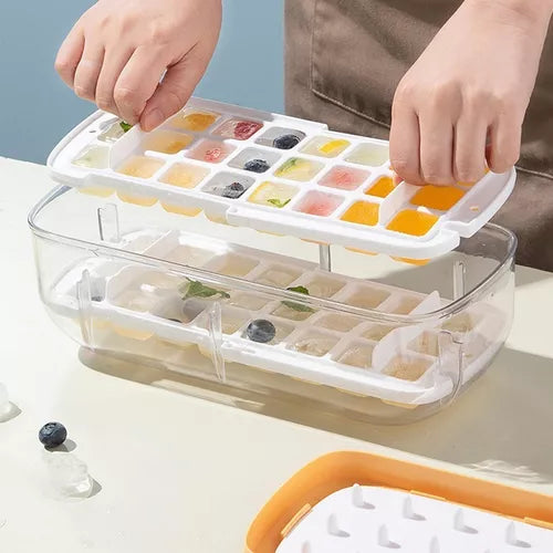 Bandeja De Hielo Cubetera Con Almacenamiento 2 Niveles