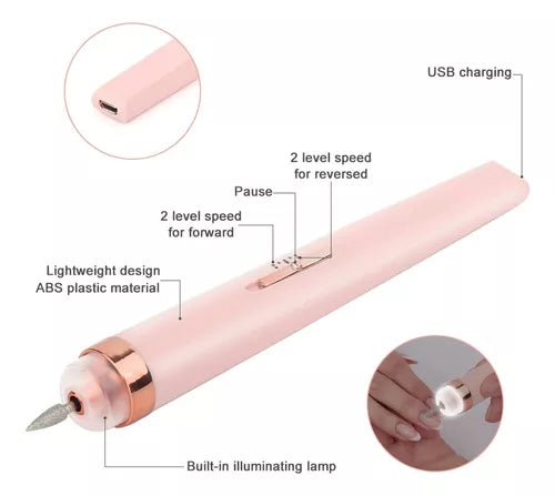 Pulidor Esmeril Torno Manicura Pedicura Inalámbrico Usb