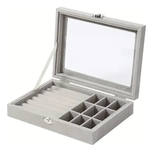 Joyero Caja Exhibición Estuche Organizador De Joyas Ld-1016 Color Gris