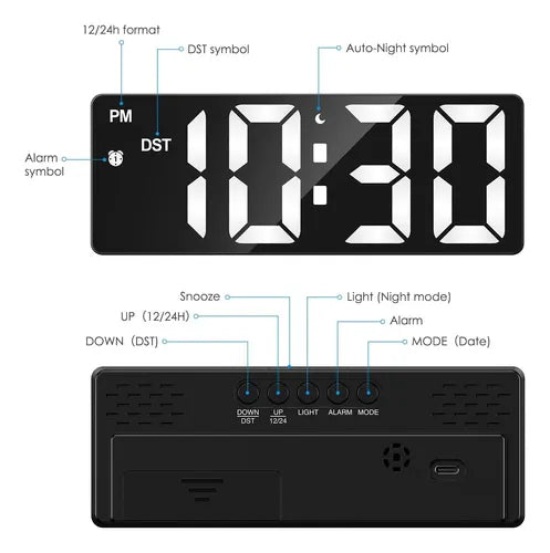 Reloj Despertador Digital Led De Mesa Escritorio