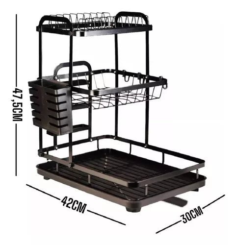 Escurridor De Platos Secador Con Bandeja 3 Niveles Mj-3042