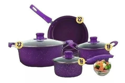 Set De Ollas Cocina Batería Antiadherente 14 Piezas