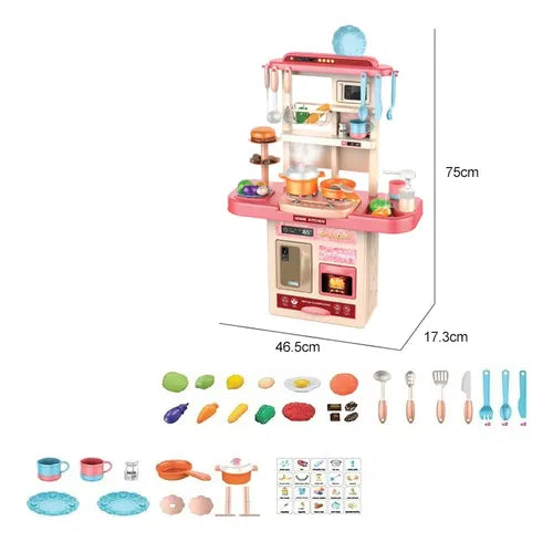 Cocina Juguete Con Luz Sonido Agua Vapor Accesorios 75cm