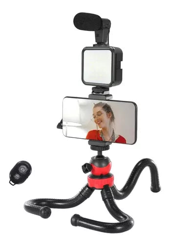 Kit De Video Para Transmisión Trípode Flexible Micrófono