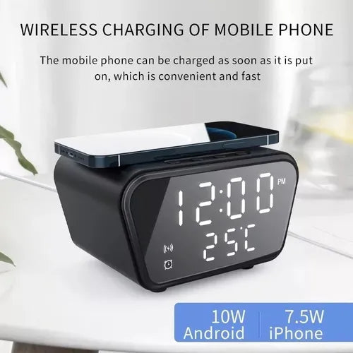 Reloj Despertador Con Cargador Inalámbrico Y Termómetro
