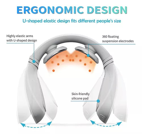 Masajeador Inteligente De Cuello Compresa Caliente Ergonómic Color Blanco Perla