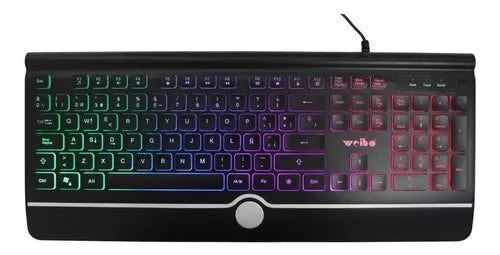 Teclado gamer Weibo QWERTY color negro con luz RGB