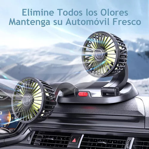 Ventilador Doble Para Auto 360° Conector Encendedor 12v