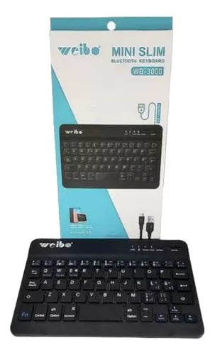 Teclado Mini Slim Inalámbrico Bluetooth Keyboard Wb-3000 Color Negro