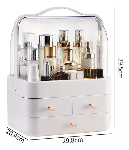 Caja Organizador De Cosméticos Maquillaje Portátil Multiuso Color Blanco