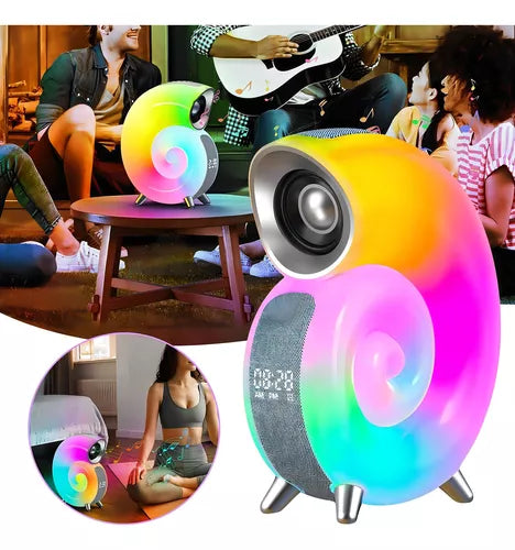Bocina Altavoz Musical Despertador Bluetooth Forma De Concha Color Gris
