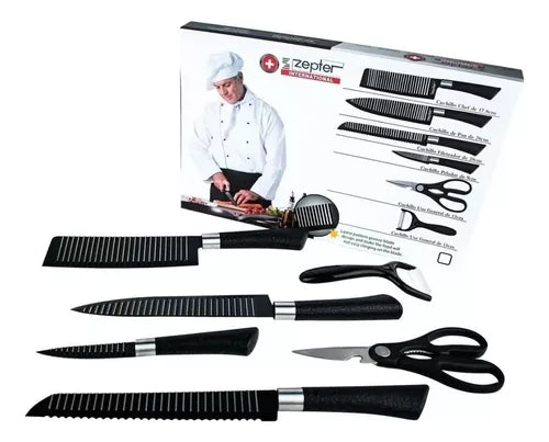 Juego de cuchillos de 6 piezas, tijeras de cocina