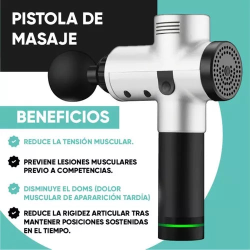 Masajeador Muscular Pistola Masaje 30 Velocidades Digital