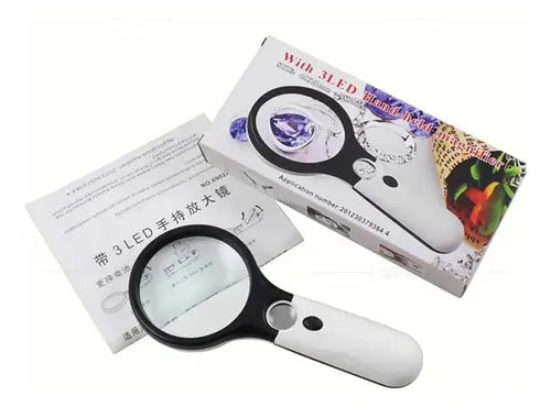 Lupa Lectura Iluminación Luz 3 Led Joyería Hogar Multiusos