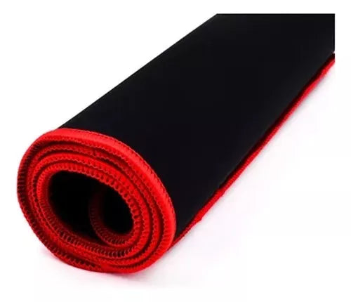Mouse Pad Gamer Xl Para Pc Antideslizante Alfombrilla Cosida Color Negro Con Rojo Diseño Impreso Liso