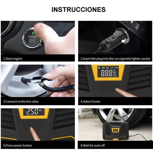 Inflador Aire Compresor Portátil 12v Inalámbrico C1808-2