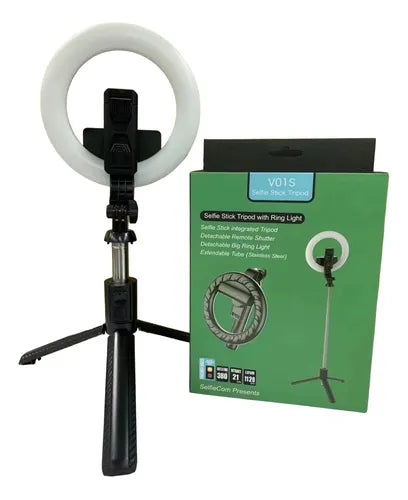 Aro De Luz Selfie Stick Trípode Bluetooth Y Control V01s