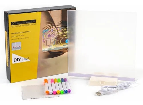 Pizarra Tablero Acrílico Luz Led Con Plumones