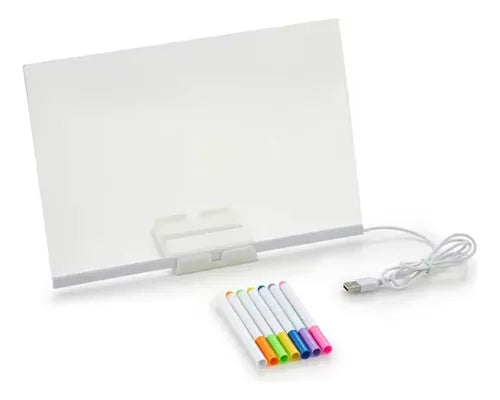 Pizarra Tablero Acrílico Luz Led Con Plumones
