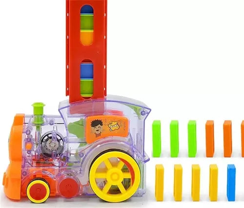 Tren Juguete Dominó Automático Juego Para Niños Y Niñas Personaje Tren Domino 80 Piezas