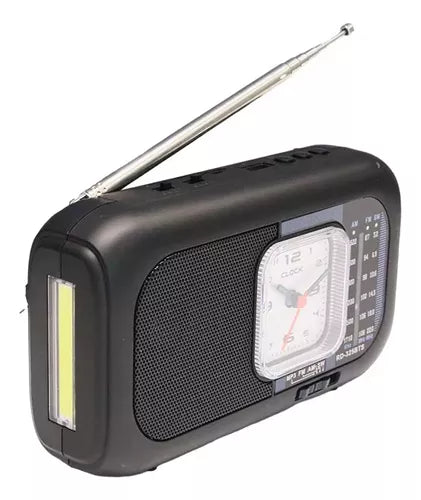 Radio Portátil Fm/am 3 Bandas Con Reloj Linterna