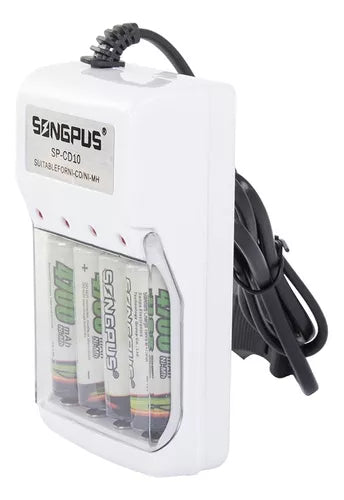 Cargador De Pilas Songpus + 4 Pilas Aa Soporta Aa/aaa
