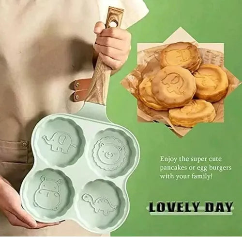 Sartén Para Mini Panqueques Y Huevos 4 Porciones Animalitos