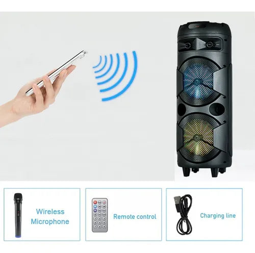 Altavoz Doble Bluetooth Fiesta Karaoke 8 Pulgadas Gy-8802