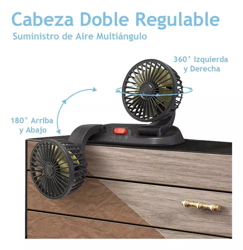 Ventilador Doble Para Auto 360° Conector Encendedor 12v